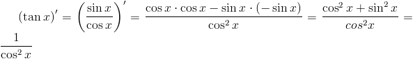 Obliczenie pochodnej funkcji f(x) = tan(x)