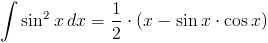 Rozwiązanie całki z funkcji f(x)=sin^2x