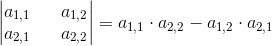 Przykład obliczania wyznacznika macierzy 2x2