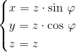 Zapis parametryczny funkcji opisującej powierzchnię stożka prostego