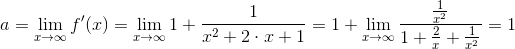 granica funkcji f'(x) dla x dążącego do + nieskończoności