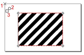 Widok przykładowej edycji uchwytów sterujących położeniem, obrotem i skalą deseniu w Inkscap-ie