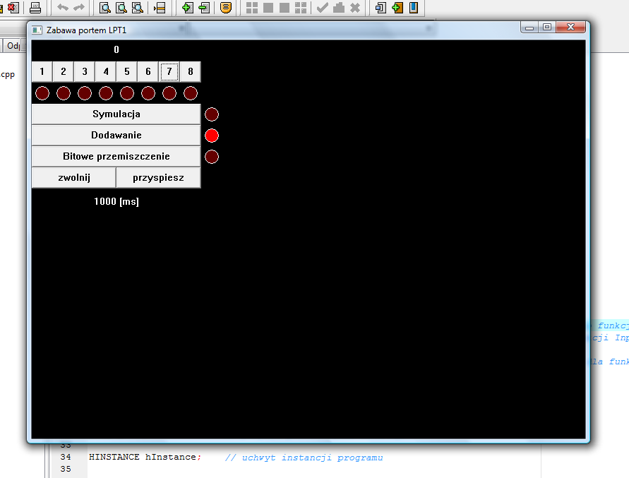 Screen programu sterującego portem LPT1.
