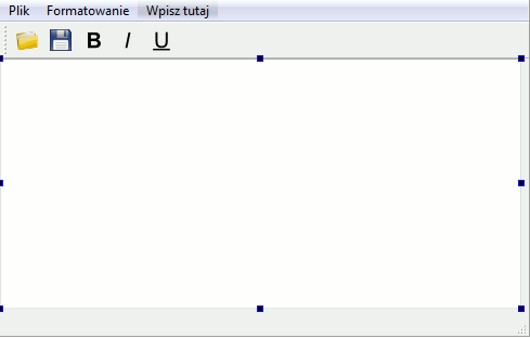 Przykładowy interfejs użytkownika wykorzystujący kontrolkę QTextEdit