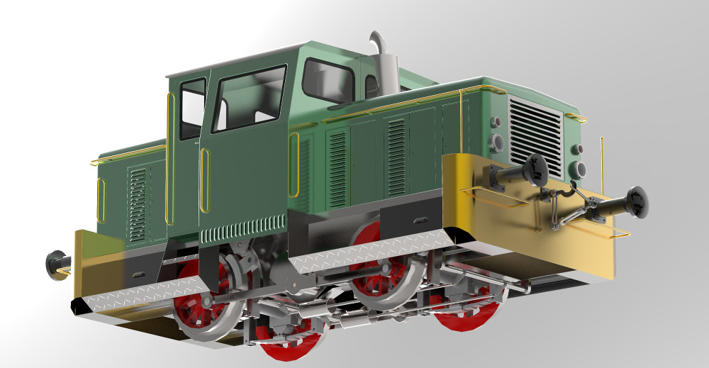 Render lokomotywy SM03 narysowanej w Solid Edge-u