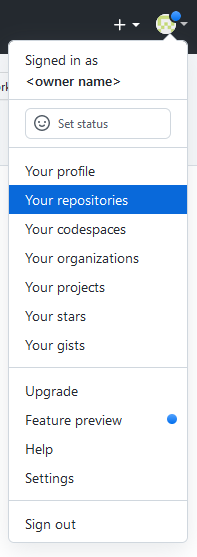 GitHub - menu Your repositories