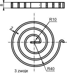 Rysunek szczegółowy sprężyny spiralnej